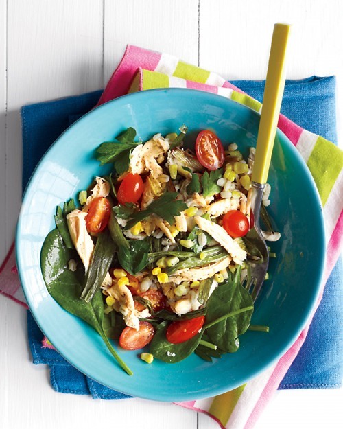 Barley salad with chicken and corn