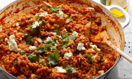 Barley, tomato and garlic risotto