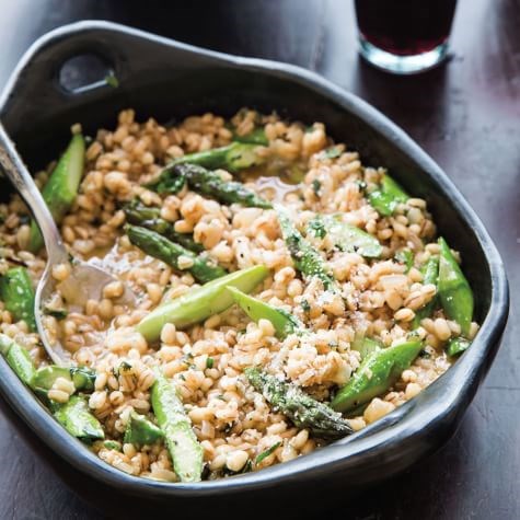 Barley with asparagus and herbs