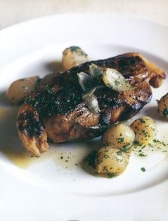 Barnsley chops with shallots and parsley