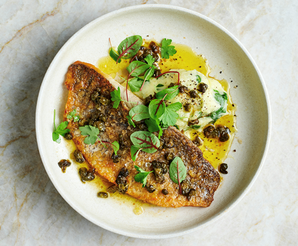 Barramundi Grenobloise with colcannon