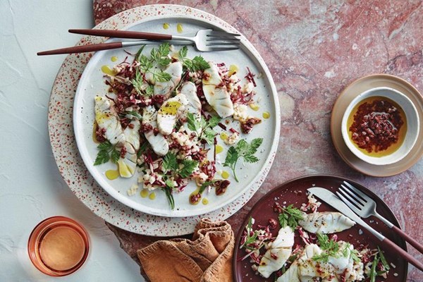 Barramundi with radicchio salad