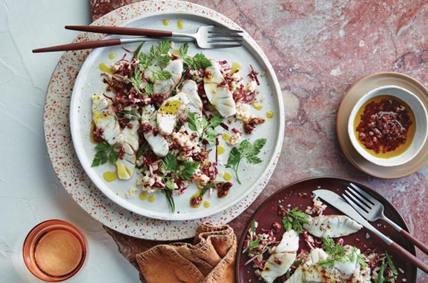 Barramundi with radicchio salad
