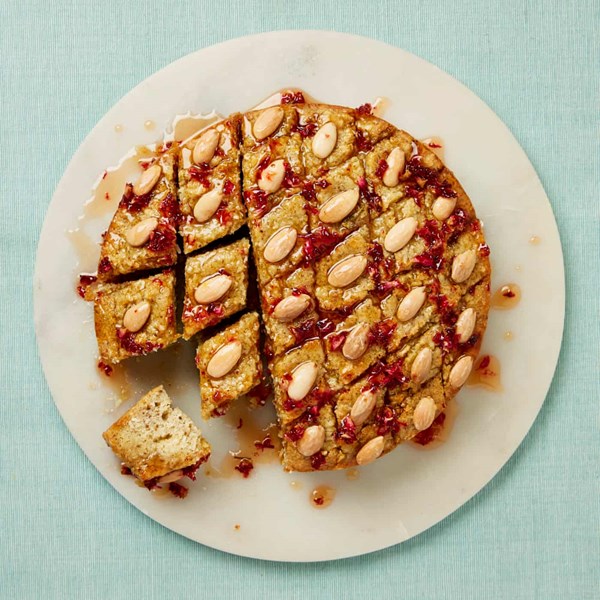 Basbousa with orange and rose syrup