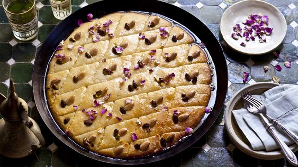 Basbousa with pistachio and almond