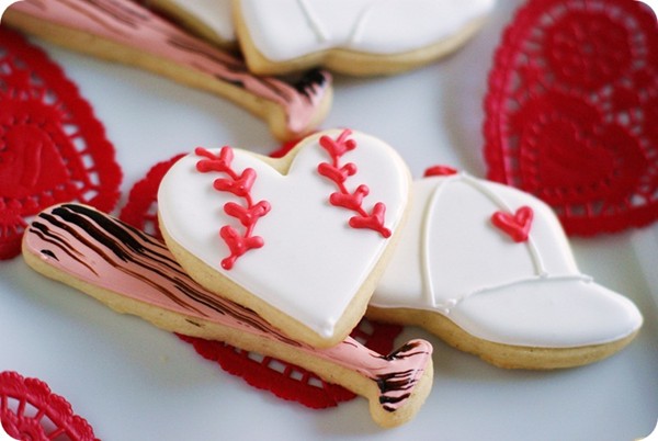 Baseball Valentine cookies
