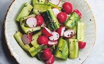 Bashed cucumber and radish salad