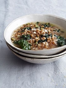 Basic greens and grains soup