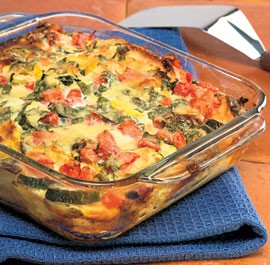 Basil & vegetable strata