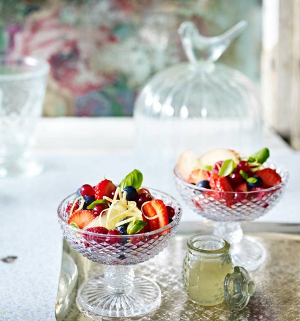 Basil and lemon summer berry salad