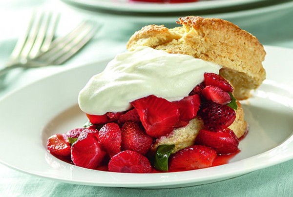 Basil-infused strawberry shortcakes