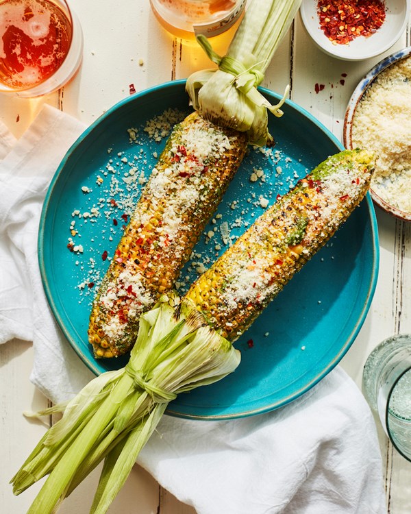 Basil Parmesan grilled corn