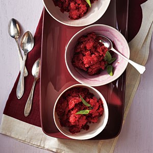 Basil plum granita