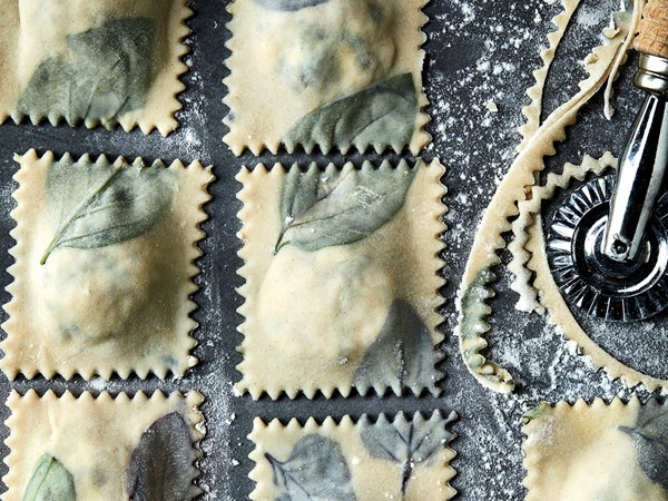 Basil ravioli