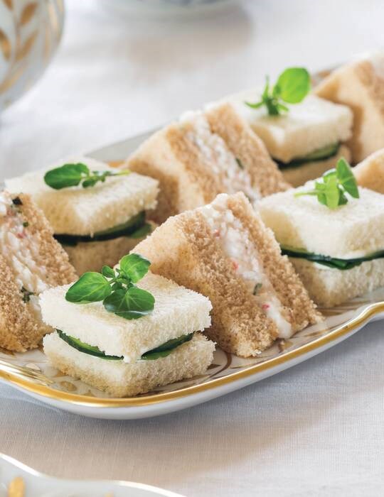 Basil-shrimp salad tea sandwiches