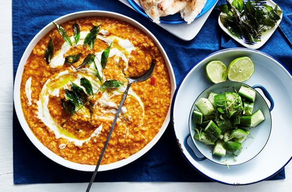 Basmati dahl with pepper pickles