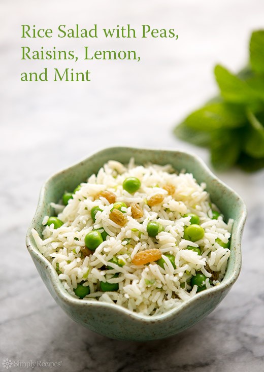 Basmati rice salad with peas, mint, and lemon