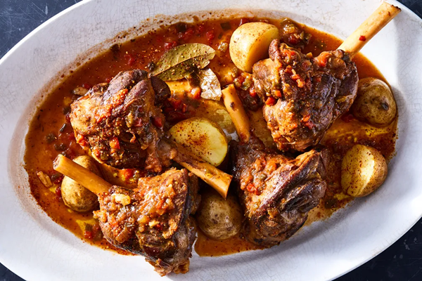 Basque braised lamb shanks with espelette