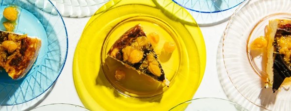 Basque cheesecake w/ roasted ground cherries + rosemary