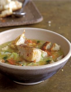 Basque potato and leek in salt cod broth (Porrusalda)