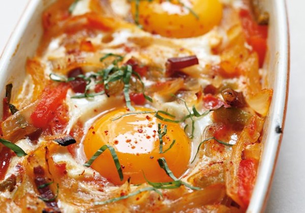 Basque-style baked eggs