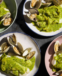 Basque-style fish and clams in parsley-garlic sauce