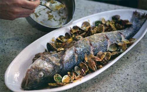 Bass with clams