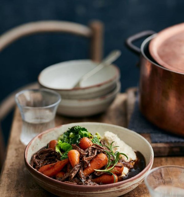 Batch cook honey-balsamic beef brisket