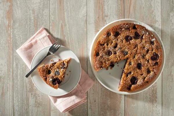 Batter cake with Bing cherries