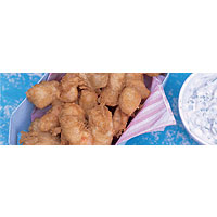 Battered prawn 'scampi' with tartare sauce