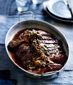 Bavette with smoked anchovy butter