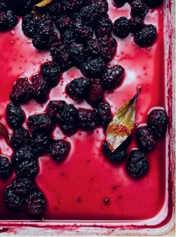 Bay and red wine blackberries