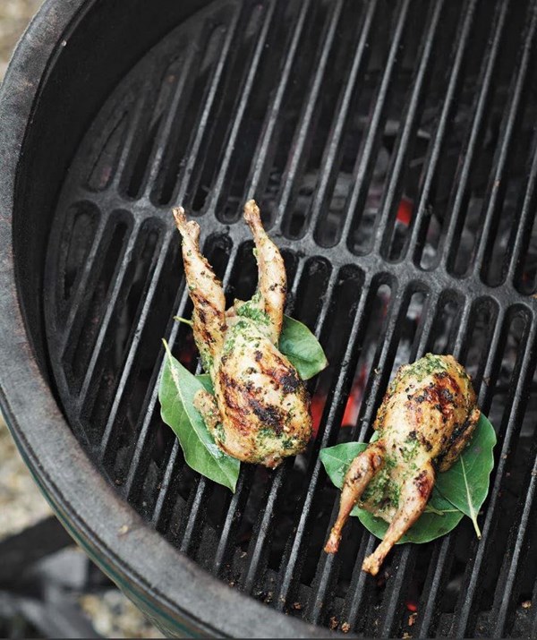 Bay leaf-grilled quail