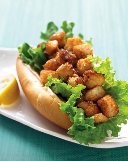 Bay-scallop po' boy with spicy mayo