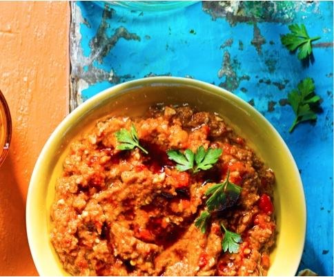 BBQ aubergine and pepper muhammara