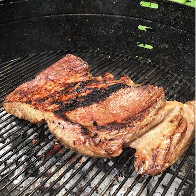 BBQ bavette with soy, ginger and garlic