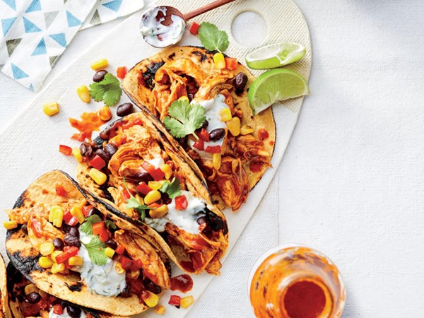 BBQ chicken-and-black bean tacos