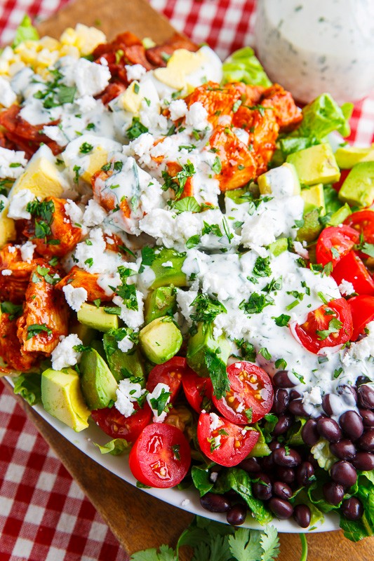 BBQ chicken Cobb salad with cilantro lime ranch dressing
