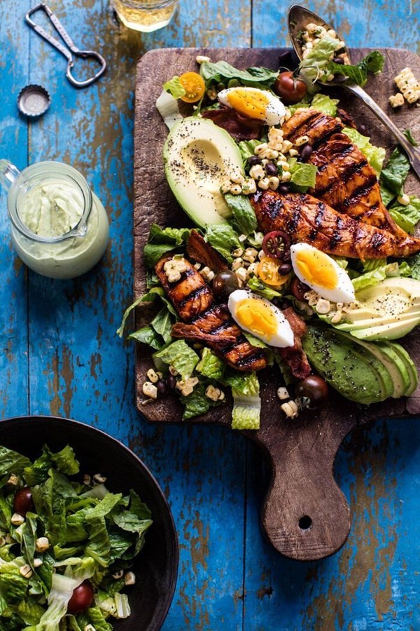 BBQ chicken Cobb salad with avocado ranch