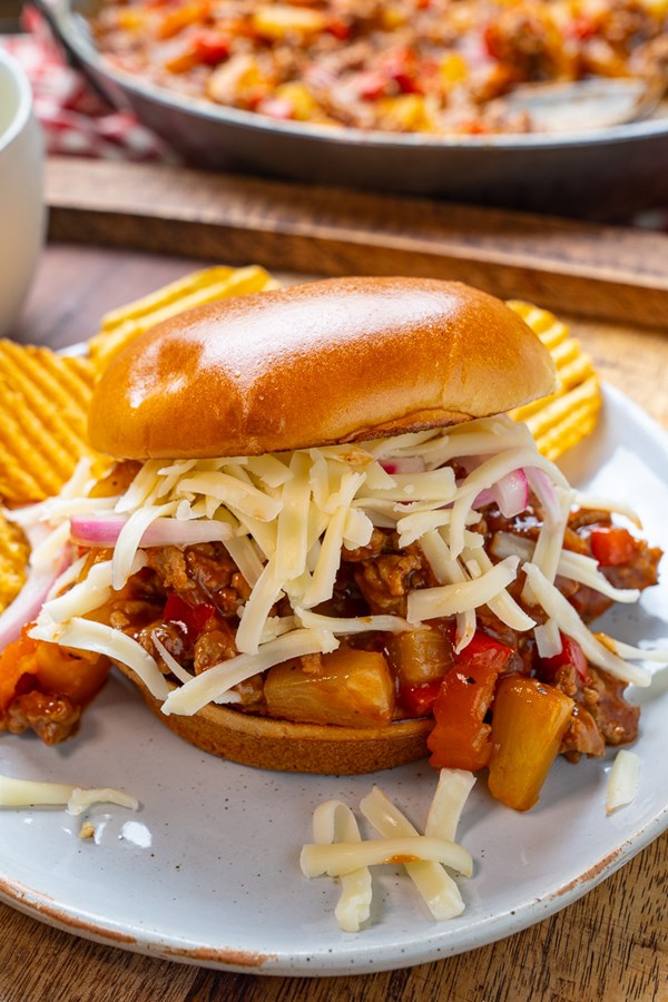 BBQ chicken pizza sloppy Joes