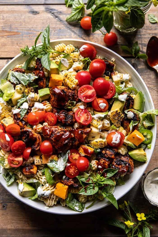 BBQ chicken ranch pasta salad