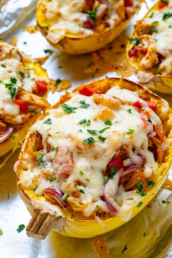 BBQ chicken stuffed spaghetti squash