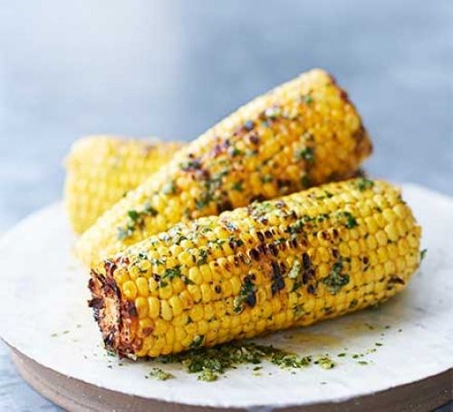 BBQ corn cobs with Comté & herb butter