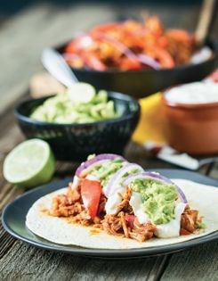 BBQ jackfruit fajitas with guacamole