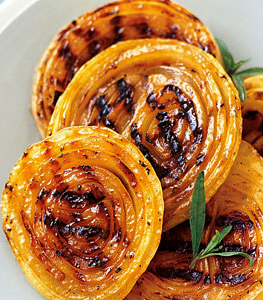 BBQ onion steaks with honey-mustard sauce