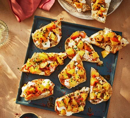 BBQ peach bruschetta