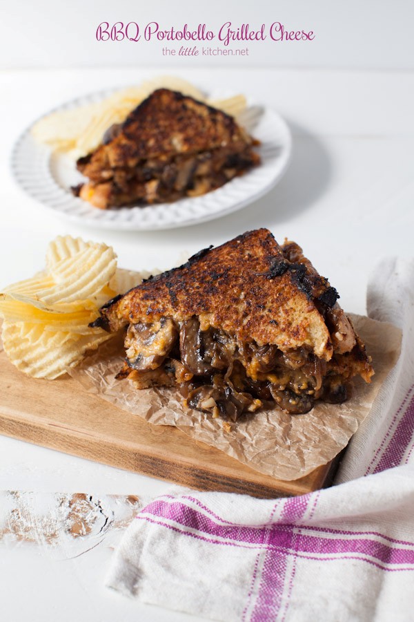 BBQ portobello grilled cheese with caramelized onions