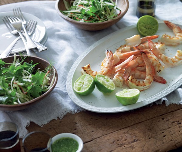 BBQ prawns with nam jim dressing