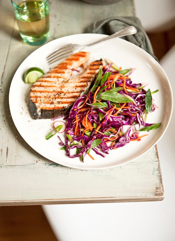 BBQ salmon cutlets with nam jim slaw recipe | Eat Your Books