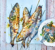 BBQ sardines with chermoula sauce